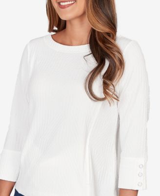 Petite Abstract Textured Pucker Knit Boxy Top