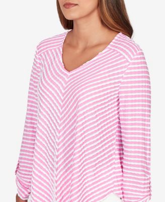 Petite Mitered Scallop Stripe Tunic Top