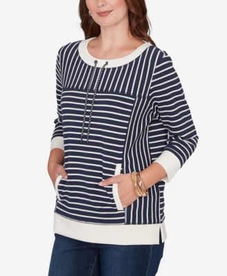 Petite Striped Popover Pocket Top