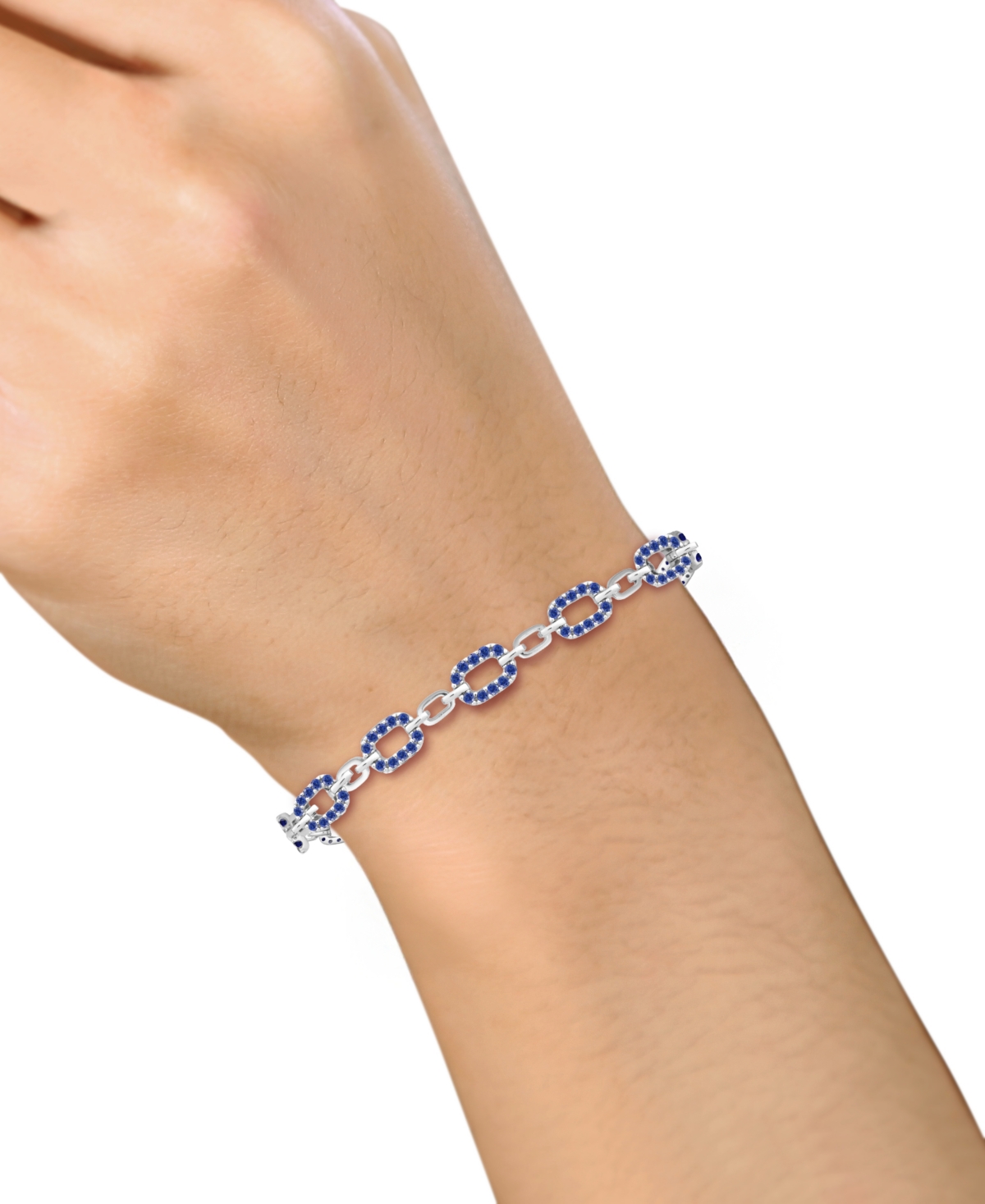 Macy's Lab-grown Ruby (2 Ct. T.w.) Bracelet In Sterling Silver (also In Sapphire) In Black
