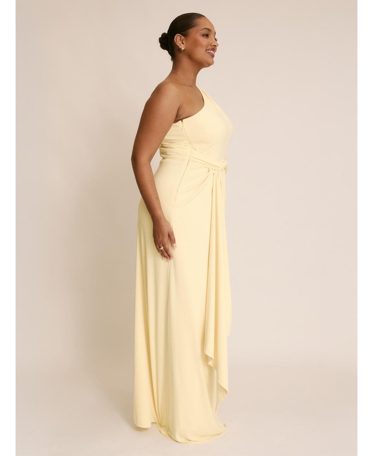 Six Stories Women's One Shoulder Drape Stretch Bridesmaid Dress