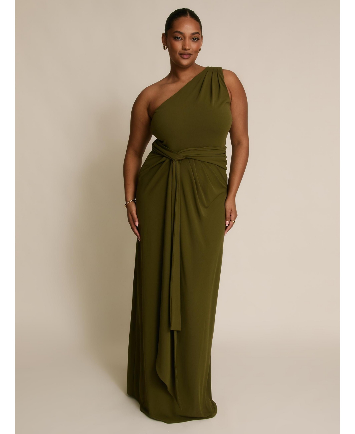 Six Stories Women's One Shoulder Drape Stretch Bridesmaid Dress