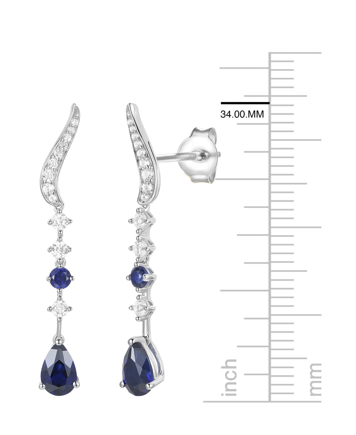 Macy's Lab-grown Ruby (1/6 Ct. T.w.) & White Sapphire (1/2 Ct. T.w.) Earring In 14k Gold Over Sterling Silv In Silver