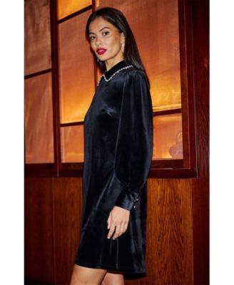 Women's Long Sleeve Velvet Tunic Dress