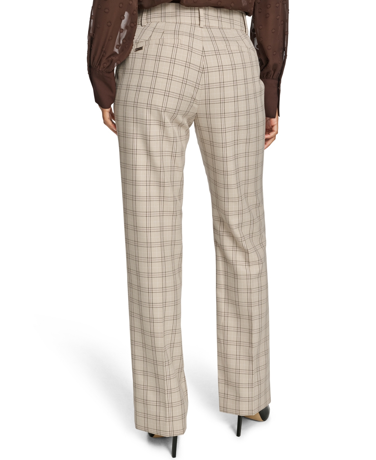 Tommy Hilfiger Women's Plaid Bootcut Trousers In Gray