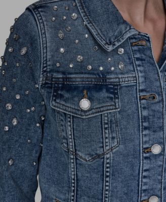 Women's Button Front Embellished Denim Jacket