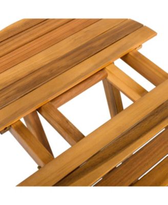 Foldable Acacia Wood End Table - Adjustable & Sturdy