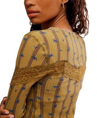 Women's Lets Party Cardi-Print Square Neck Top