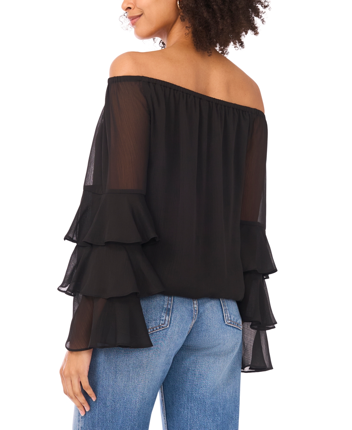 Sam & Jess Women's Long-sleeve Ruffle Top In Black