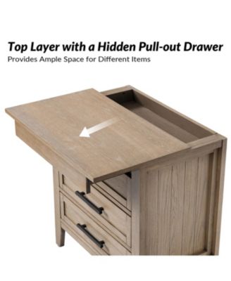 Theresa Transitional 3-Drawer Nightstand with Hidden Pull-out Drawer