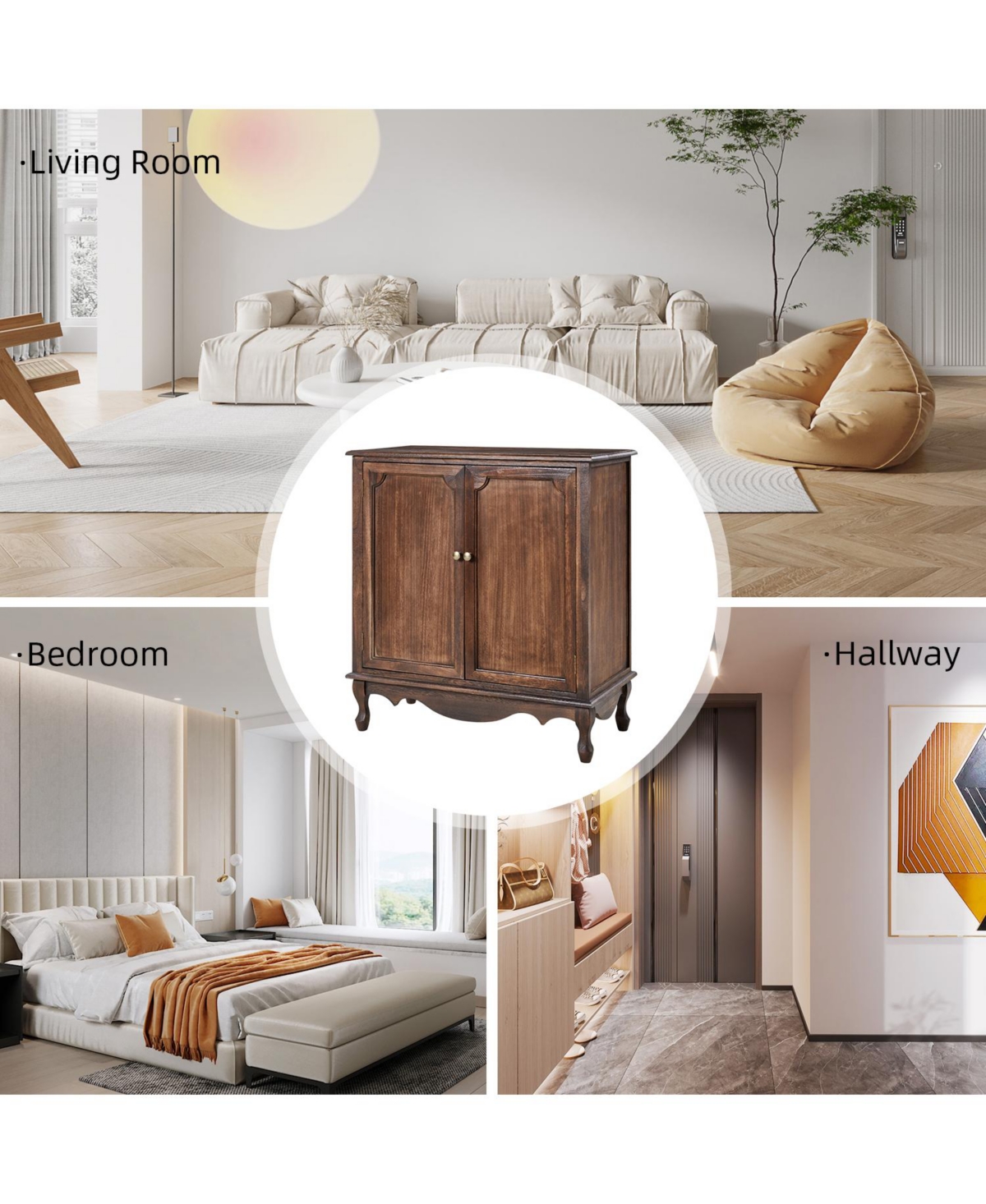 Hulala Home Farmhouse Pallantium 34" Tall 2-door Accent Cabinet with Adjustable Legs