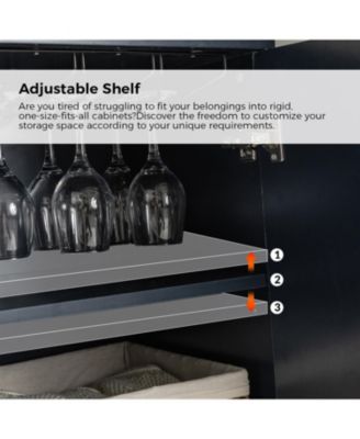 Contemporary 4-Door Sideboard with Adjustable Shelves and Legs, 63" Wide