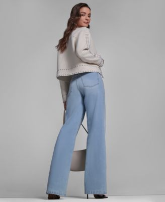 Women's Textured Stud Trim Long-Sleeve Jacket