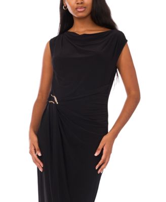 Women's Sleeveless Boat-Neck Pont&eacute;-Knot Wrap Midi Dress