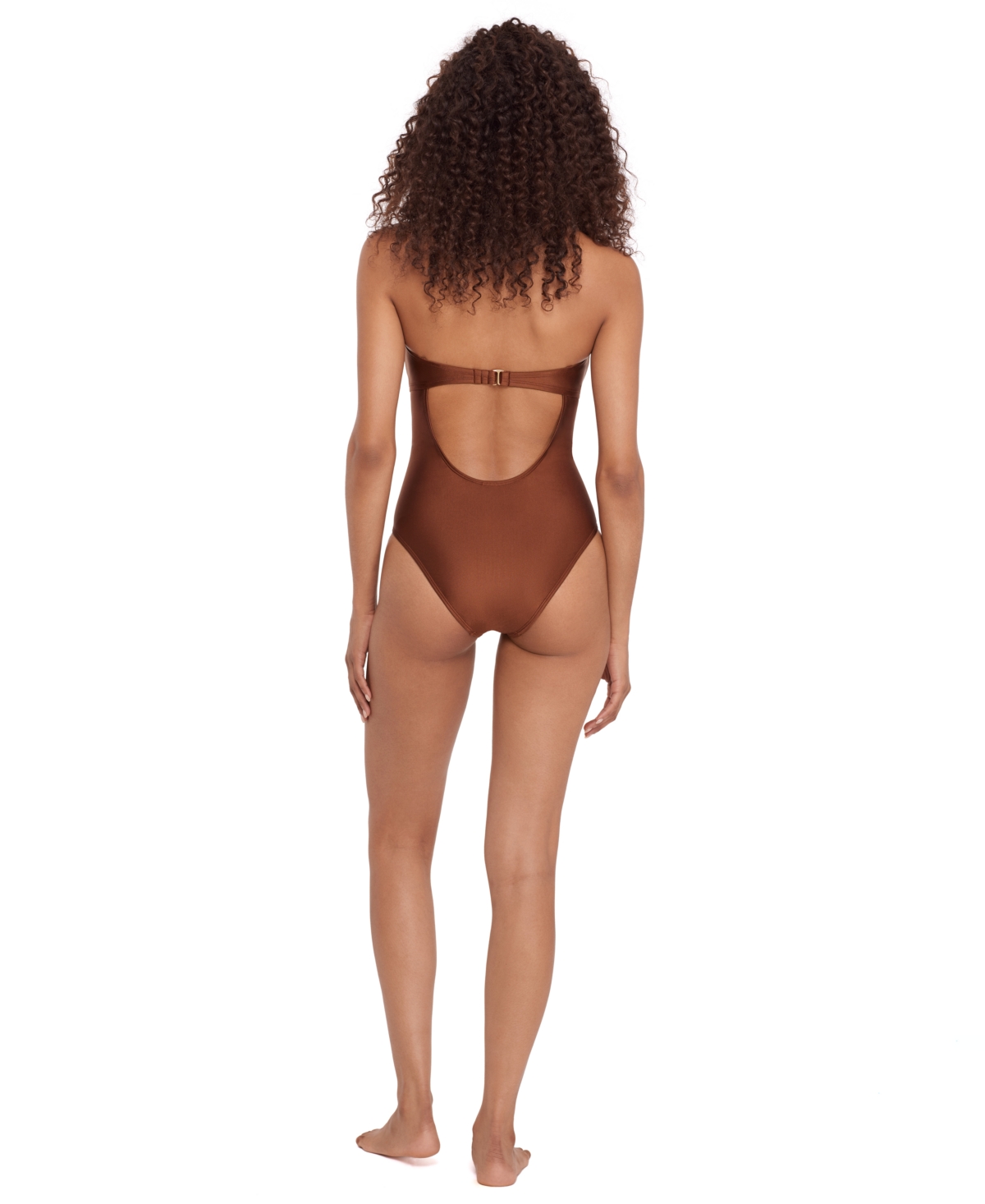Steve Madden Women's Bandeau Neck One-piece Swimsuit In Brown
