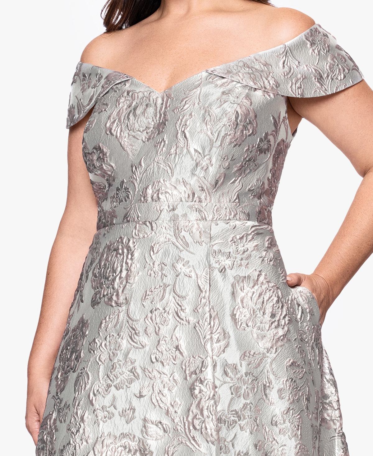 Xscape Plus Size Off The Shoulder Long Ball Gown