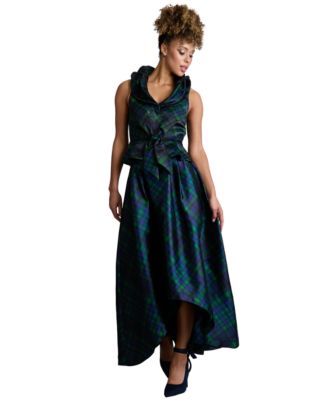 Women's High-Low Plaid Ball Skirt