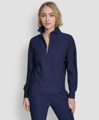 DKNY - Women's Tech Ottoman Mock Neck Half-Zip Top