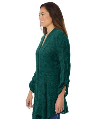 Plus Size Open Front Pointelle Cardigan