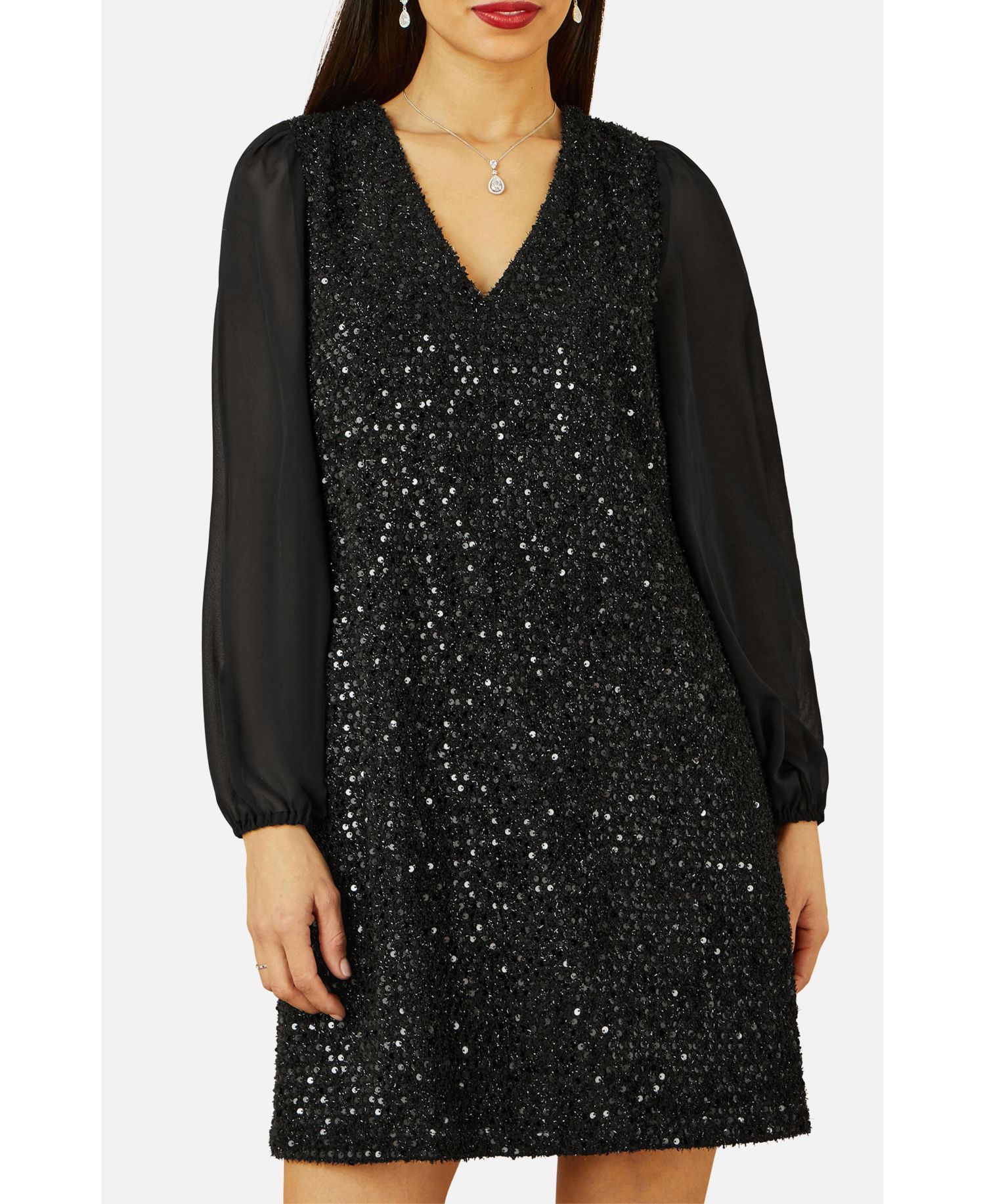Women's Women'sSequin Tunic Dress With Tie Back