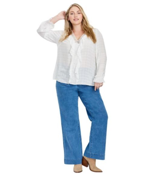 Женская рубашка Avenue Plus Size Ruffle Love, цвет: Слоновая кость
