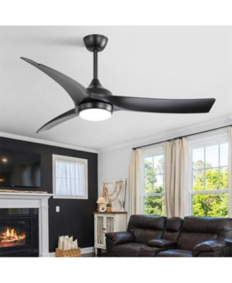52-inch Modern Black Standard 3-Blade Ceiling Fan With Remote and Led Light