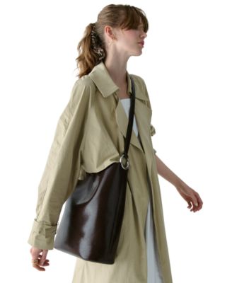 Halo Large Glazed Leather Bucket Bag