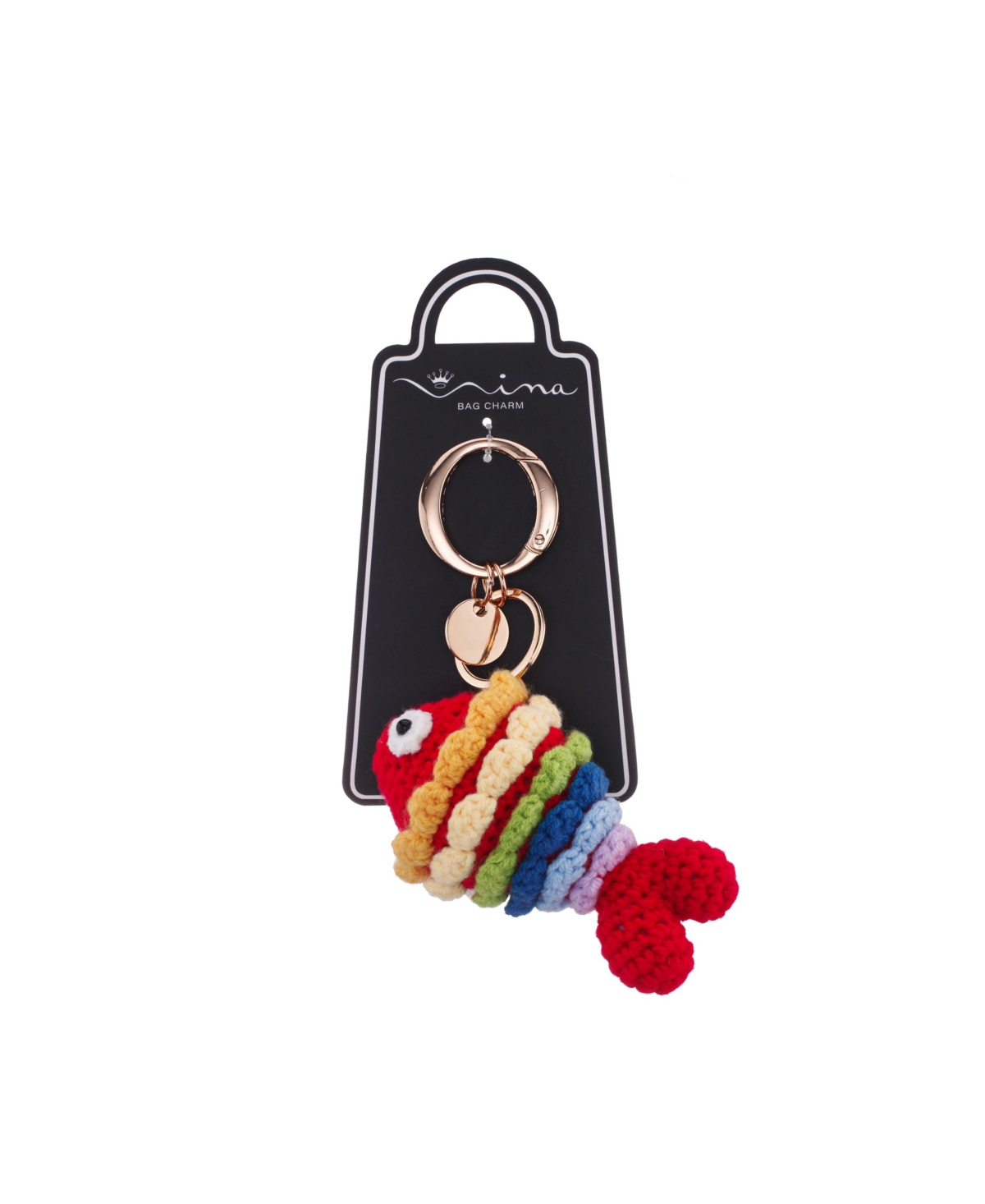 Nina Crochet Rainbow Fish Bag Charm In Black
