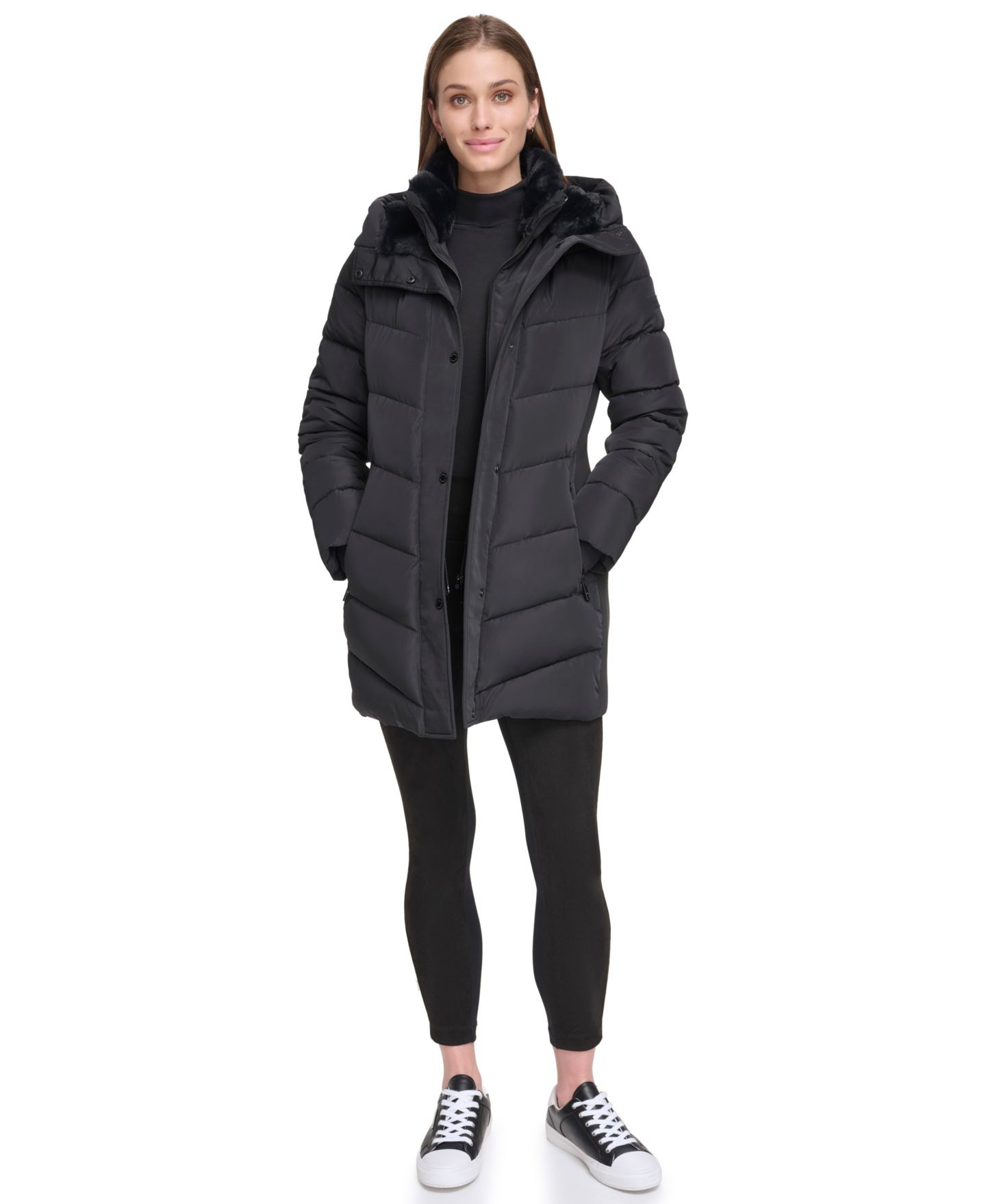 Женская куртка Calvin Klein Hooded Puffer, цвет: Чёрный — фото 2