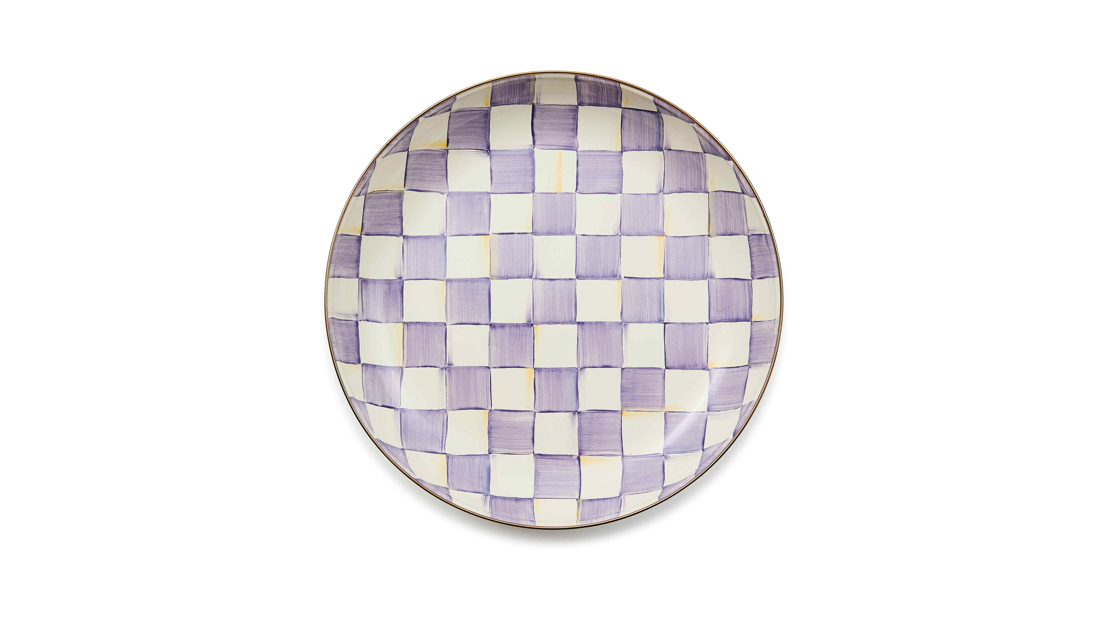 MacKenzie-Childs Violet Check Handmade Abundant Bowl