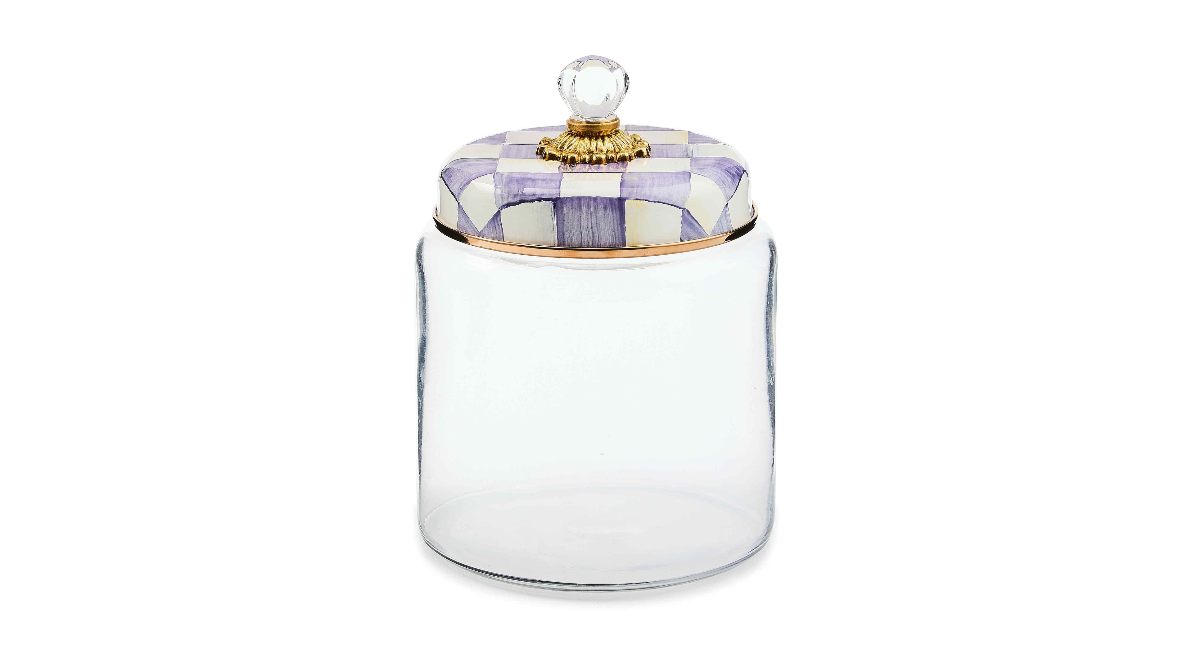 MacKenzie-Childs Violet Check Large Handmade Kitchen Canister