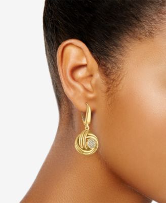 Diamond Love Knot Leverback Earrings (1/5 ct. t.w.) in 14k Gold over Sterling Silver