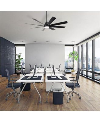 72-inch Classic Matte Black 8-Blade Ceiling Fan With Remote Control and Light kit