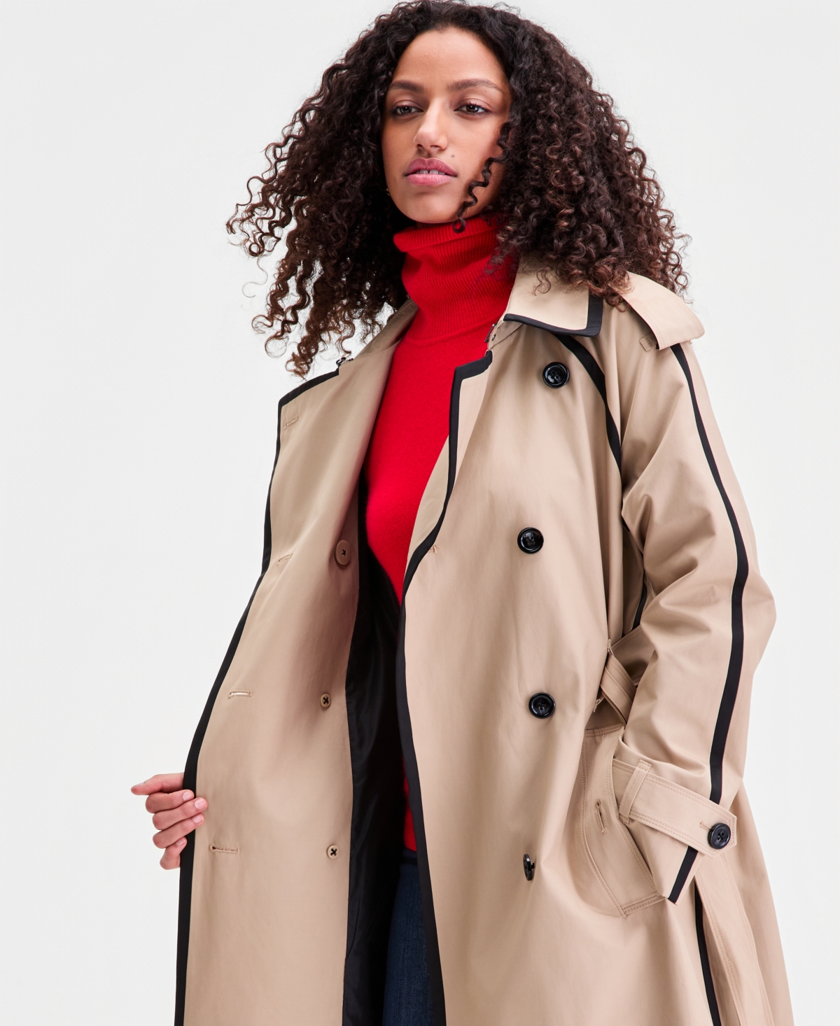 London Fog Women's Double-Breasted Belted Trench Coat