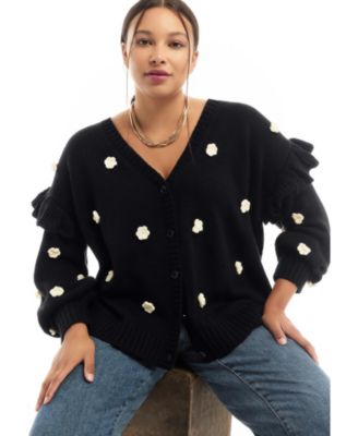 Women's June + Vie Ruffle-Sleeve Cardigan