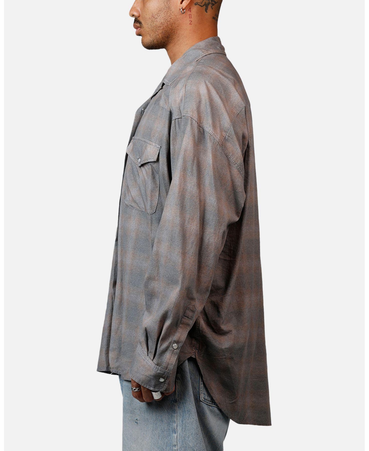 mnml Men's Mem's Faded Print Flannel Shirt