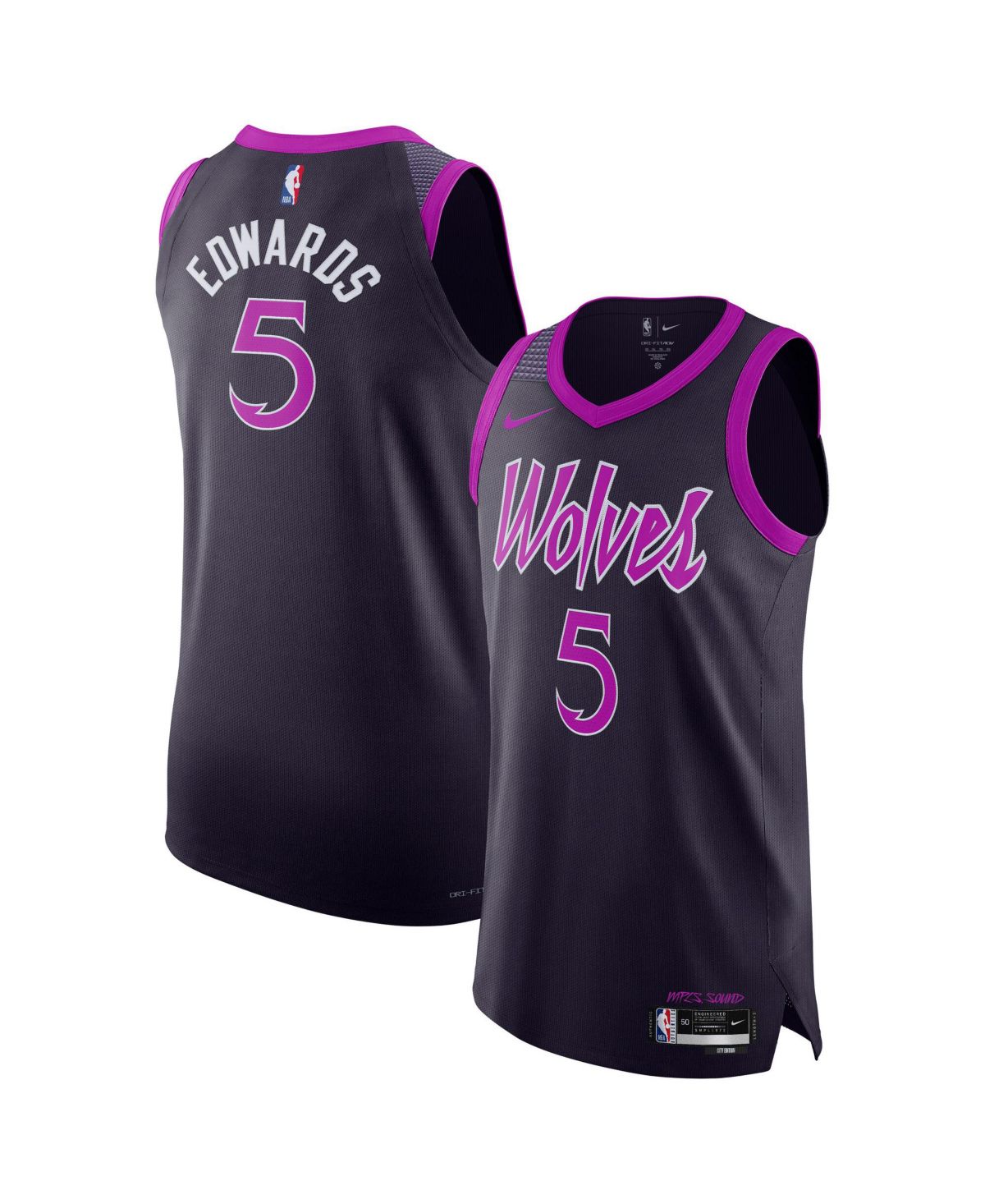 Мужская и женская майка Anthony Edwards Purple Minnesota Timberwolves 2025/26 City Edition Authentic.