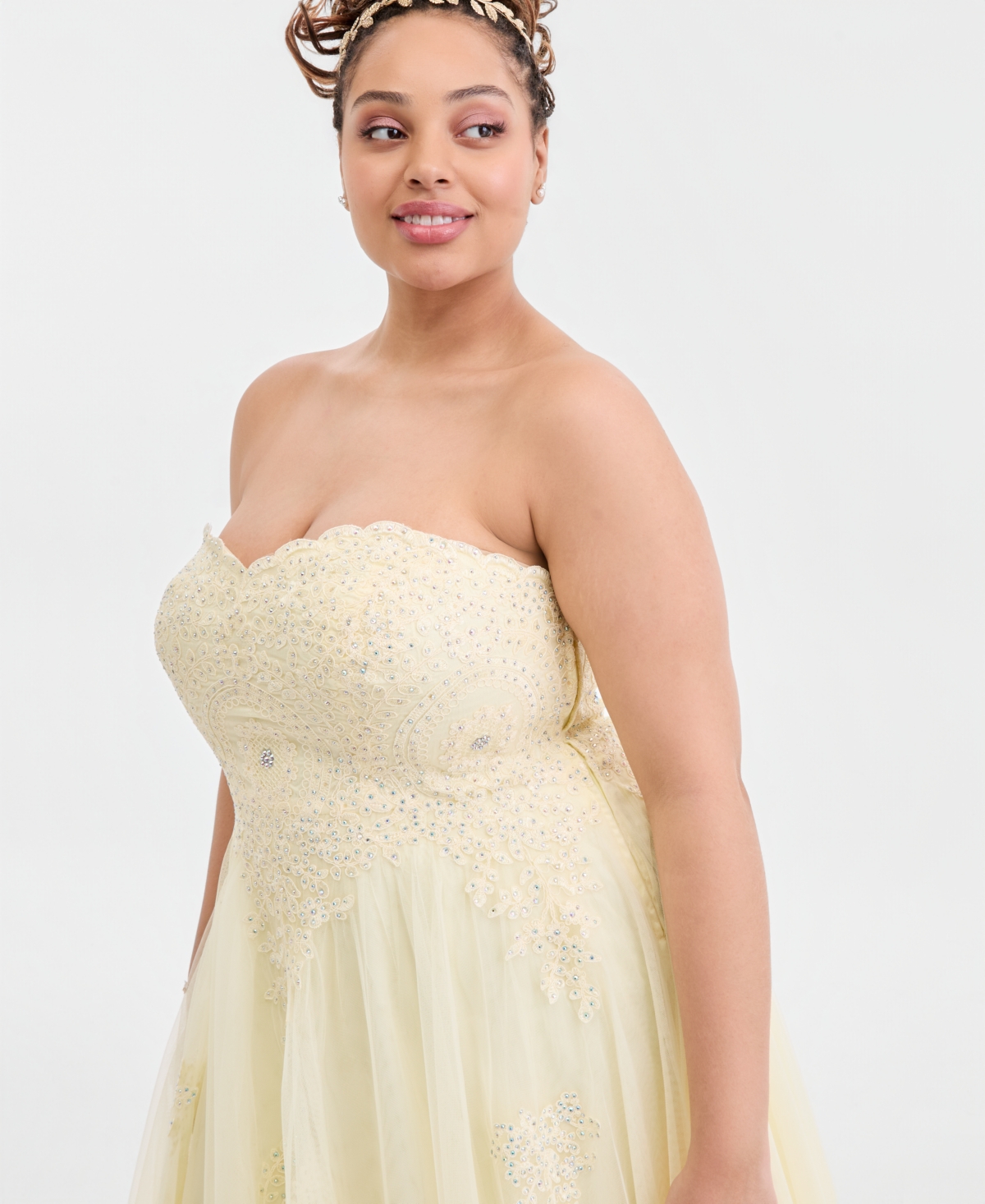 Say Yes Trendy Plus Strapless Embellished Gown, Created for Macy's