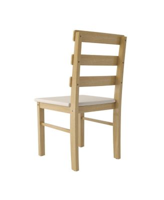 5-Piece Solid Wood Dining Table Set with 4 Upholstered Chairs, Natural Finish Kitchen Table and Chair Set for Dining Room