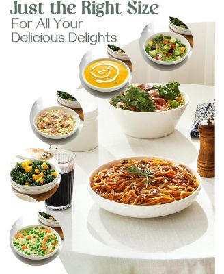 54 oz Large Salad Serving Bowls, Ceramic Soup Bowls, 10'' Plates Bowls Set of 4 for Kitchen Meal Prep