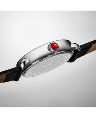 Elegant Women s 40mm Dress Watch – Model 4068, Black Satin Leather Band, Crystal Accents