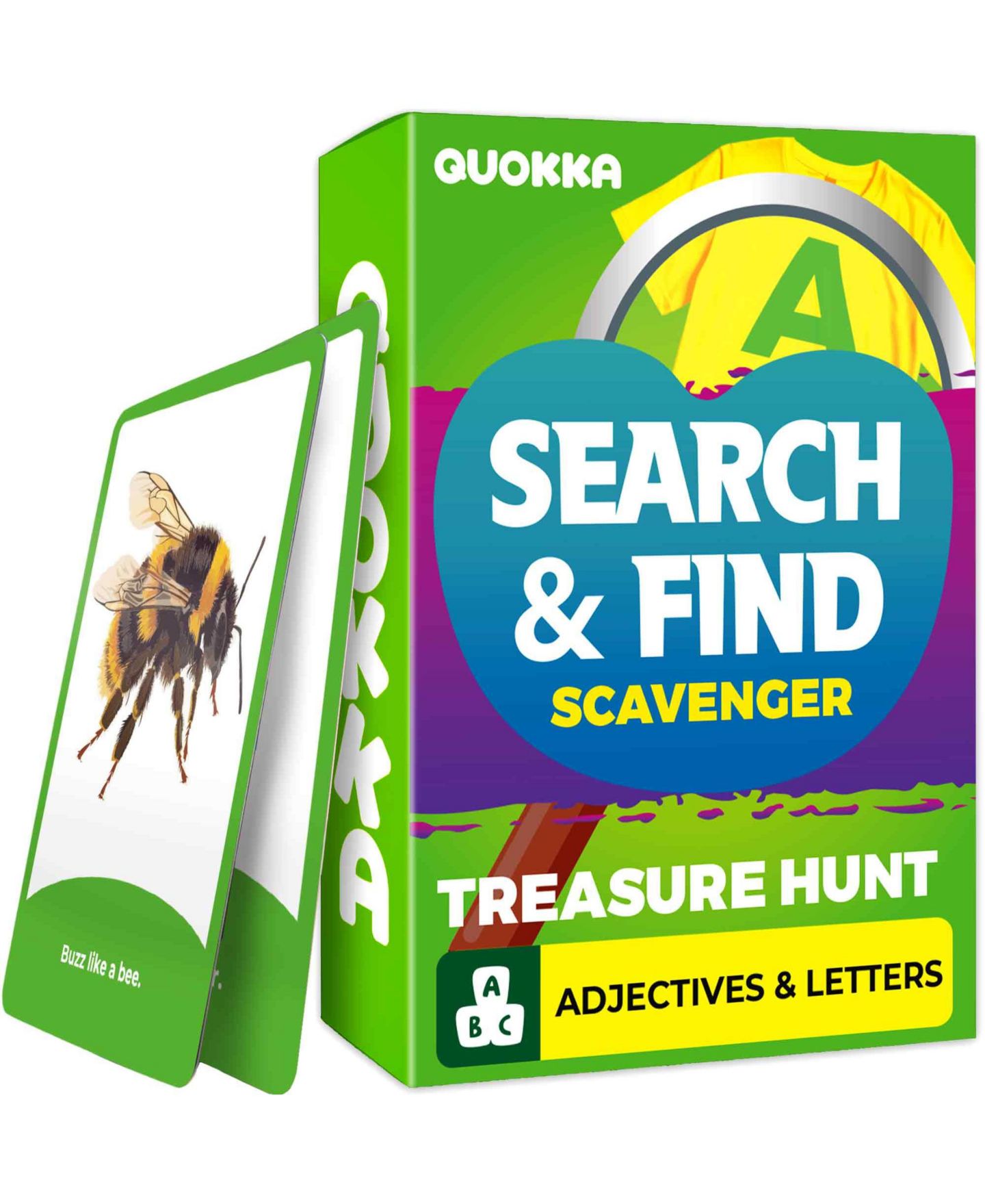Детская игрушка Quokka Scavenger Hunt Cards 50-Card Picture-Based Team Building Party Game, Ages 4+, цвет: Adjectives & Letters — фото 1