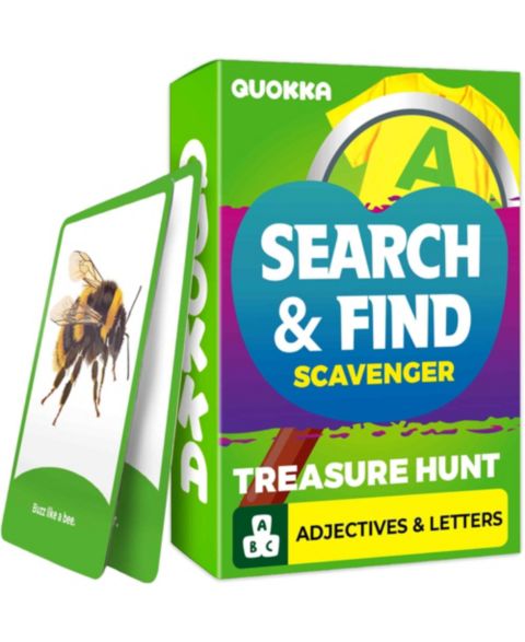 Детская настольная игра Quokka Scavenger Hunt Cards 50-Card Picture-Based Team Building Party Game, от 4 лет, цвет: Adjectives & Letters