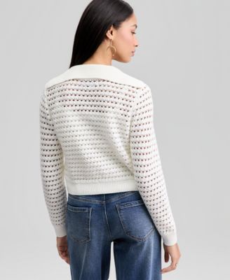 Women's Wide-Collar Tie-Front Cardigan, Macy's Exclusive