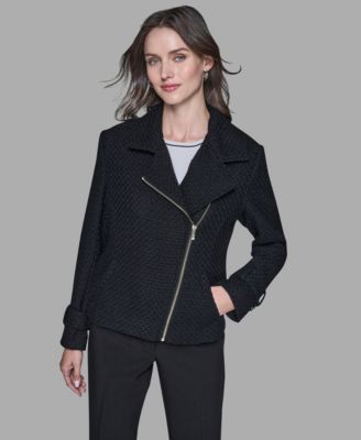 KARL LAGERFELD PARIS - Women's Tweed Moto Long-Sleeve Jacket