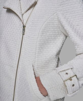 Women's Exposed Zipper Tweed Moto Jacket