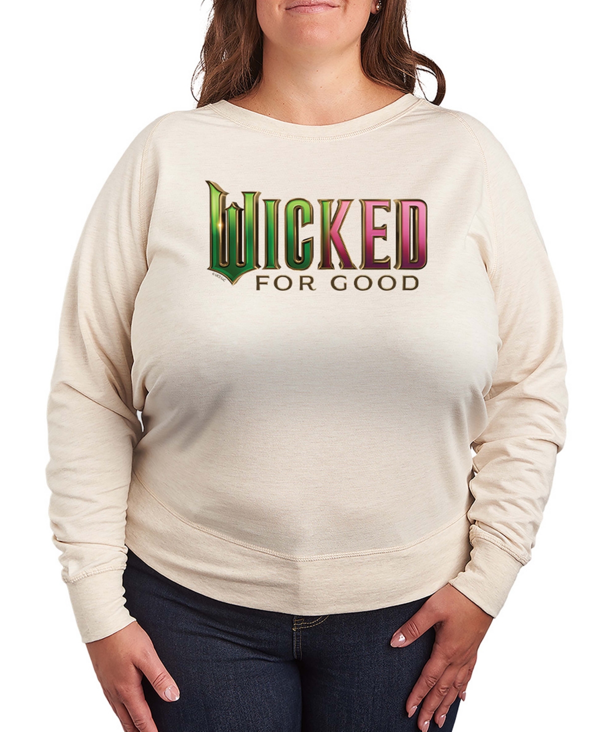 Hybrid Apparel Plus Size French Terry Long Sleeve Pullover Top In Multi