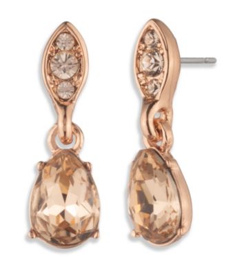 Glass Crystal Post Drop Earrings ((also in Silver-Tone and Rose Gold-Tone)