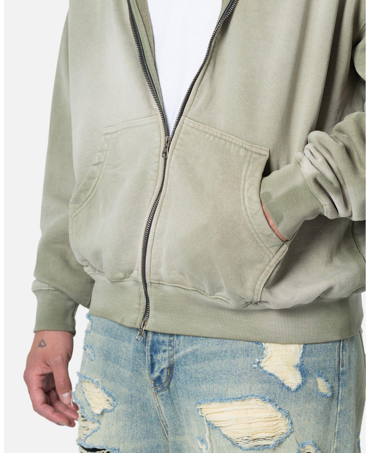 mnml Men's Faded Basic Zip Up Hoodie