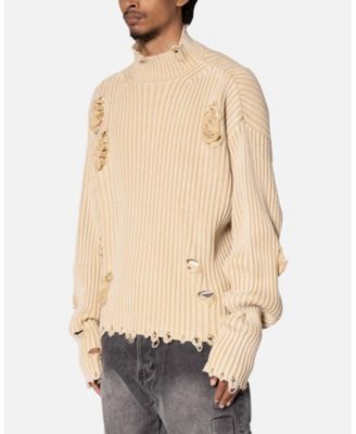 Men's Distressed Crop Knit Sweater
